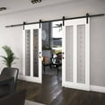 thumbnail image 4 of 32 in. x 84 in. x 1-3/8 in. Silkscreen Glass 2-Lites Shaker Primed Solid Wood Core Interior Barn Door Slab, 4 of 5