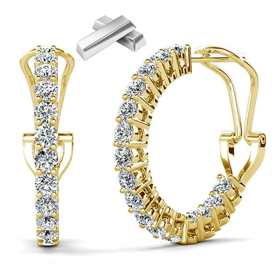 Atobao 925 Sterling Silver 18K White Gold Plated Luxury Wedding Party Hoop Earrings with Cubic Zirconia Crystals Fine Jewelry Gift for Women