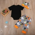 thumbnail image 3 of 3 Pcs Newborn Kids Short Sleeve Bodysuit +Cartoon Pants+Hat Outfits Clothes Set, 3 of 7