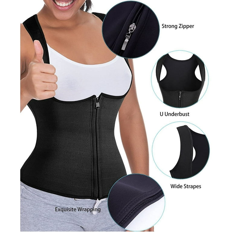 Waist Trainer for Women,Zipper Vest Body Shaper Cincher Slimming Sports  Girdle Tank Top with Adjustable Straps 