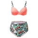 thumbnail image 3 of Gibobby Trajes de Baño para Mujer Conjunto cintura Halter Vintage alta pieza Bikini mujer traje de baño dos fruncido Retro estampado traje de baño Tankin(Rosa,G), 3 of 5