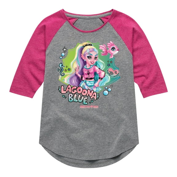 Monster High - Under The Water Lagoona Blue - Toddler & Youth Girls Raglan Graphic T-Shirt