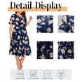 thumbnail image 5 of Cuteduck Women's summer casual plus-size Bohemian-style swing wrap dress with floral prints, V-neck and cinched waist, flowing and elegant mid-length dress 1X-5X, 5 of 9