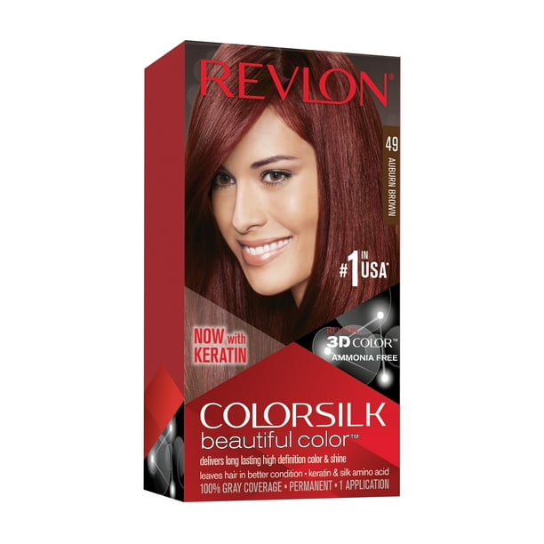 Revlon Colorsilk Beautiful Color Permanent Hair Dye With Keratin 100 Gray Coverage Ammonia Free 49 Auburn Brown Walmart Com Walmart Com