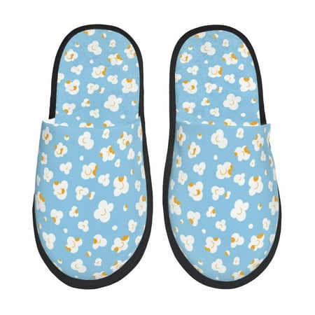Balery Blue Popcorn Slient Indoor Furry Fleece Comfort House Shoes Soft Non-Slip Home Shoes Cotton slippers House Slippers-- Medium
