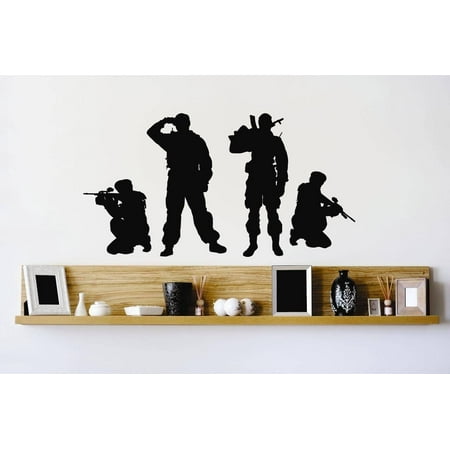- Custom Wall Decal Vinyl Sticker : Army Soldiers Men Fighting Combat War Guns Bedroom Bathroom Living Room 10x20