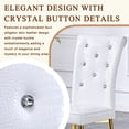 thumbnail image 3 of TesNus Set of 2 White PU Leather Dining Chairs Crystal Button Upholstered Gold Metal Legs High Back for Dining Room, 3 of 9