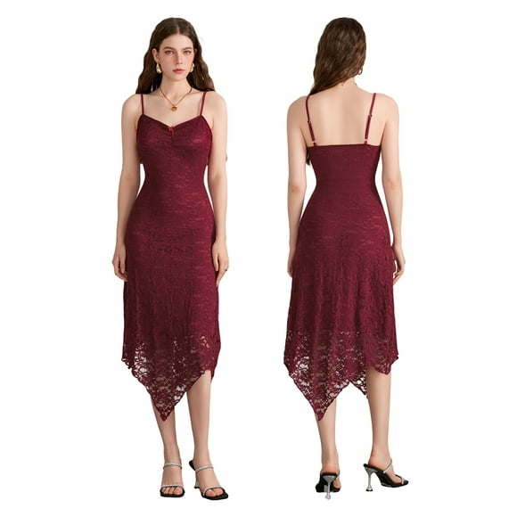 SUNSIOM Robe Sans Manches à Bretelles Spaghetti pour Femme, Été, Dos Nu, en Dentelle Florale, Robe de Soirée pour Vacances, Cocktail, Plage, Mode Urbaine