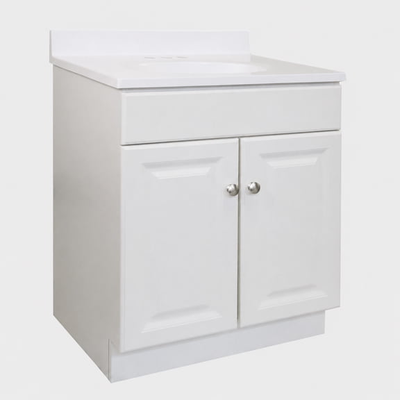 Wyndham 31-Inch Bathroom Vanity with Solid White Top, Ready to Assemble, White – Design House, 591214