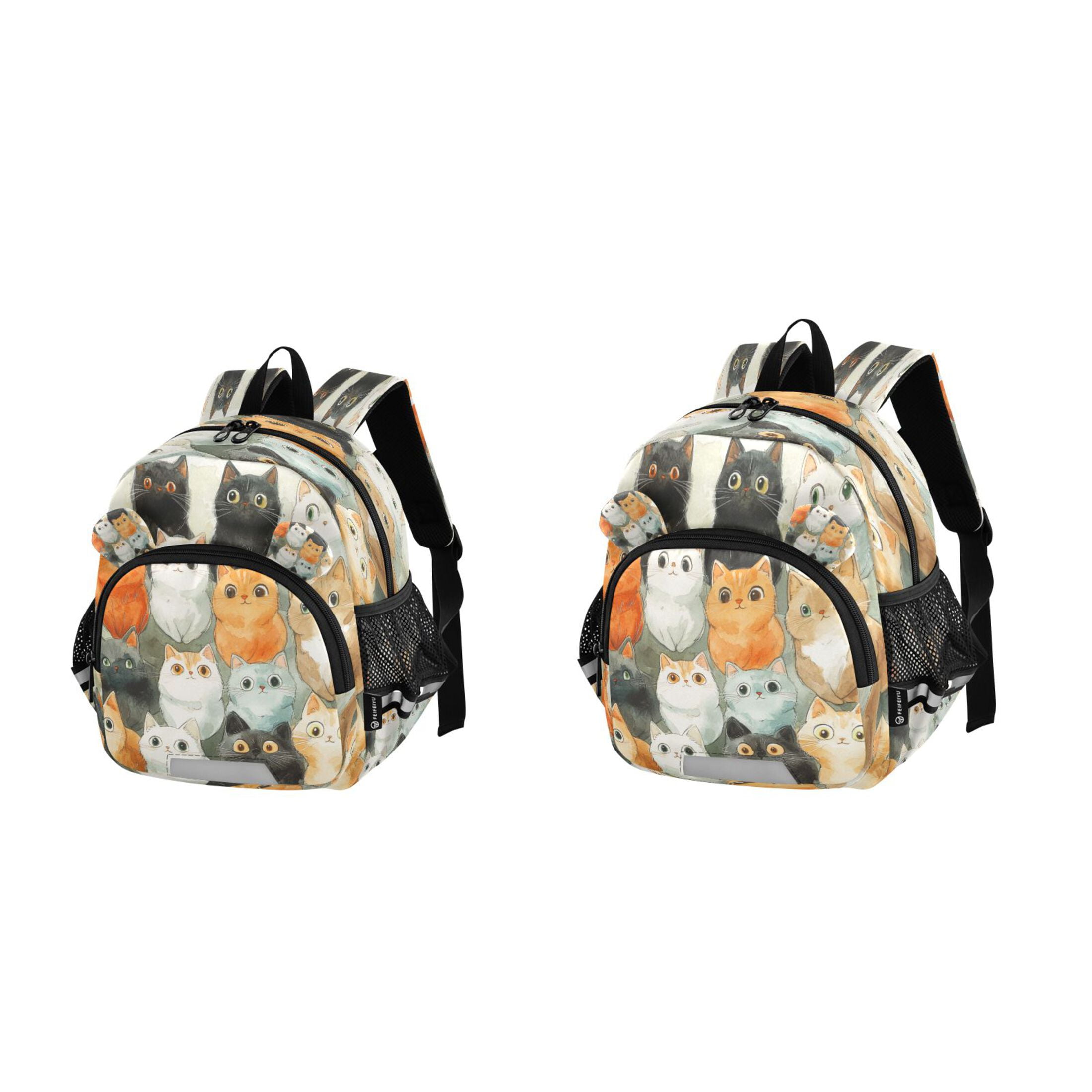 RMDQTR Adorable Ear-Print Backpack with Reflective Strip and Anti-Lost Leash Adjustable Shoulder Straps Mini Travel Backpack Cartoon Cute Cats