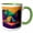 Green/White, variant on 3drose, Decorative Colorful Image of a Tent and Mountains. Happy Camper Gift, 11oz Mug