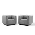 thumbnail image 2 of Modway Conjure Tufted Armchair Upholstered Fabric Set of 2 in Light Gray, 2 of 8