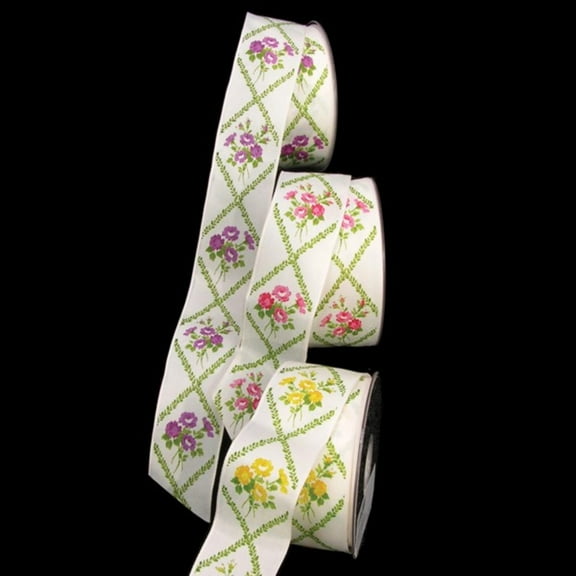 The Ribbon People Yellow Senior Roses Wired Craft Ribbon 1.5" x 27 Yards