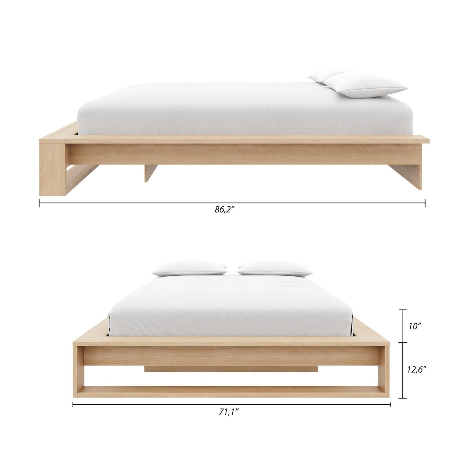 Lido Queen Size Platform Bed with Slats