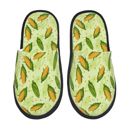 Balery Fresh Corn Slient Indoor Furry Fleece Comfort House Shoes Soft Non-Slip Home Shoes Cotton slippers House Slippers-- Large