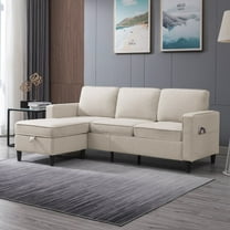 Mjkone L-Shaped Sectional Couch with Storage Ottoman, Living Room Furniture Suitable for Small Space-Apartment/Upstairs Loft/Living Room (Beige)