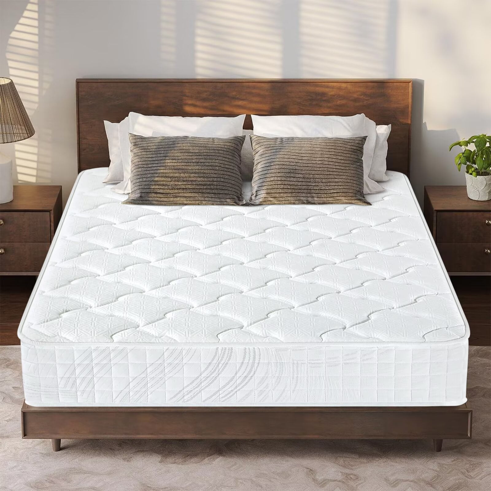 10 Inch Twin Hybrid Mattress - Medium Firm, Memory Foam & Pocketed Coils for Motion Isolation & Pressure Relief, CertiPUR-US Foam, Fiberglass-Free, Mattress in a Box White