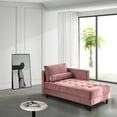 thumbnail image 3 of Indoor Comfortable Spa Sofa Recliner with Seat Cushion, Modern Long Couch Chair with Armrest for Bedroom, Office, Living Room, Velvet Chaise Lounge with Wood Legs, Weight Capacity 800 Pounds, Pink, 3 of 9