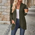 thumbnail image 2 of Qwertyu Womens Long Cardigan Lightweight Sweater Open Front Long Sleeve Cardigans with Pockets 2025 Army Green L, 2 of 7