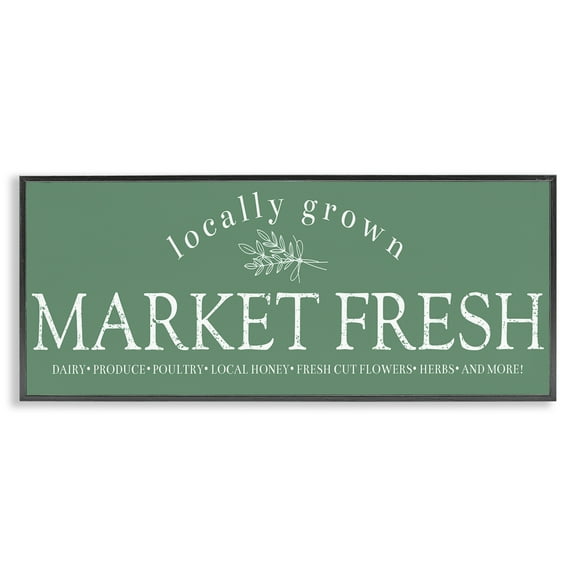 Stupell Industries Locally Grown Market Text & Numbers Painting Black Framed Art Print Wall Art, 24 x 10