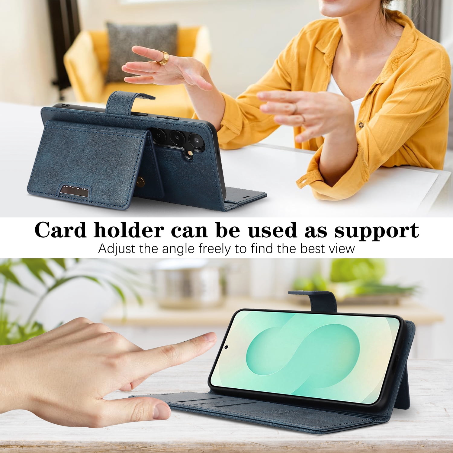 Dteck for Samsung Galaxy S25 Plus Case Detachable Wallet Case with Card Holder, 3 in 1 PU Leather Flip Folio with RFID Blocking Stand Shockproof Phone Cover 6.7",Blue