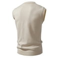 thumbnail image 3 of Sweater Vest Men Button Down V Neck Slim Fit Business Casual Streetwear Breathable Sleeveless Knitted Sweaters Vest Khaki L, 3 of 3