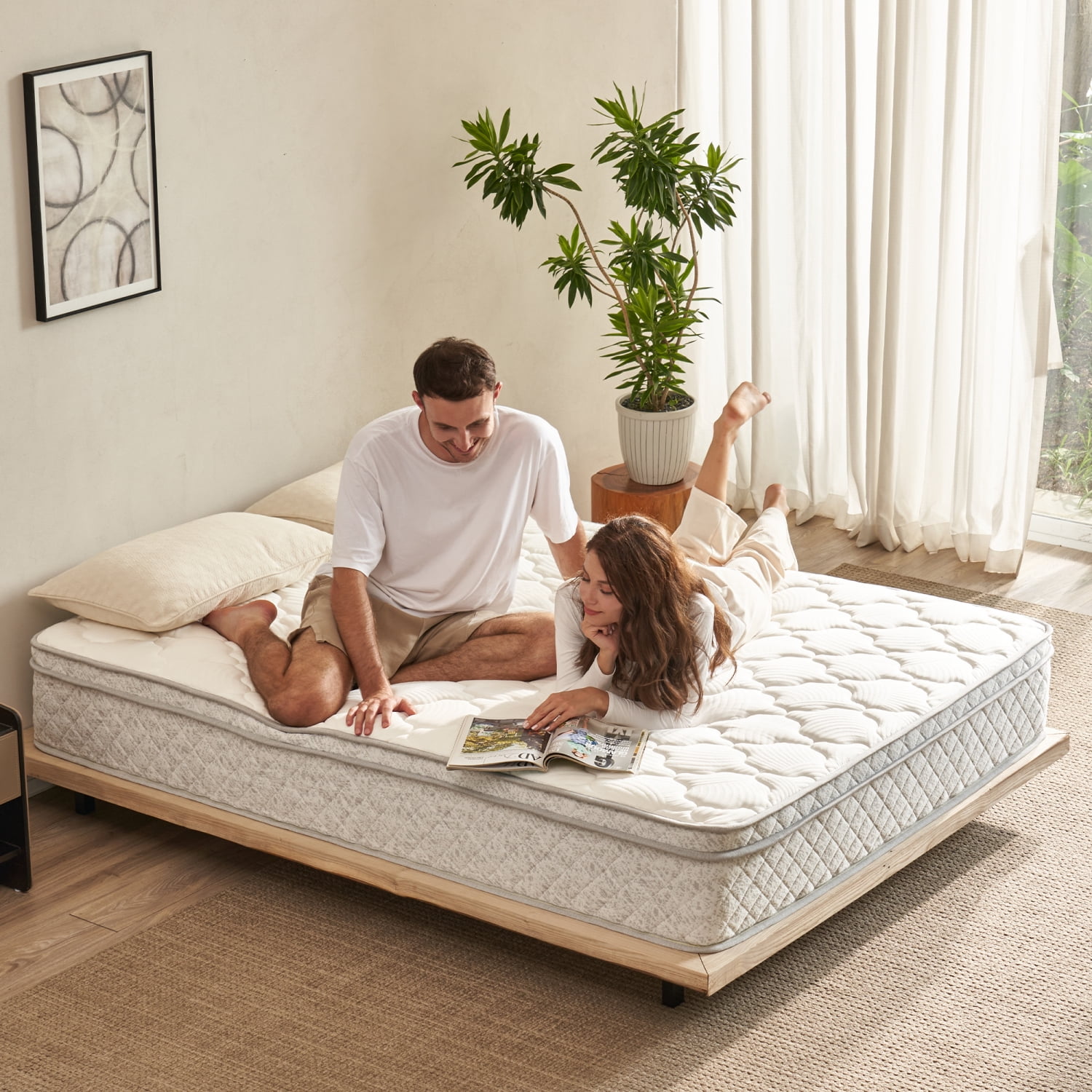 Miekor Twin Size Mattress,12 Inch Hybrid Twin Mattress in a Box with Memory Foam and Pocket Spring for Pressure Relief & Comfort Sleep & Zoned Support, Medium Firm,CertiPUR-US & OEKO-TEX MK8192