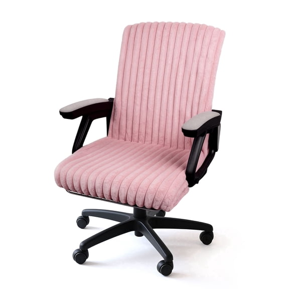 AELS Faux Fur Striped Office Chair Cover, Soft Stretch Desk Chair Cover for Computer Chair & Armchair, Washable Removable Slipcover for Home & Office, Pink
