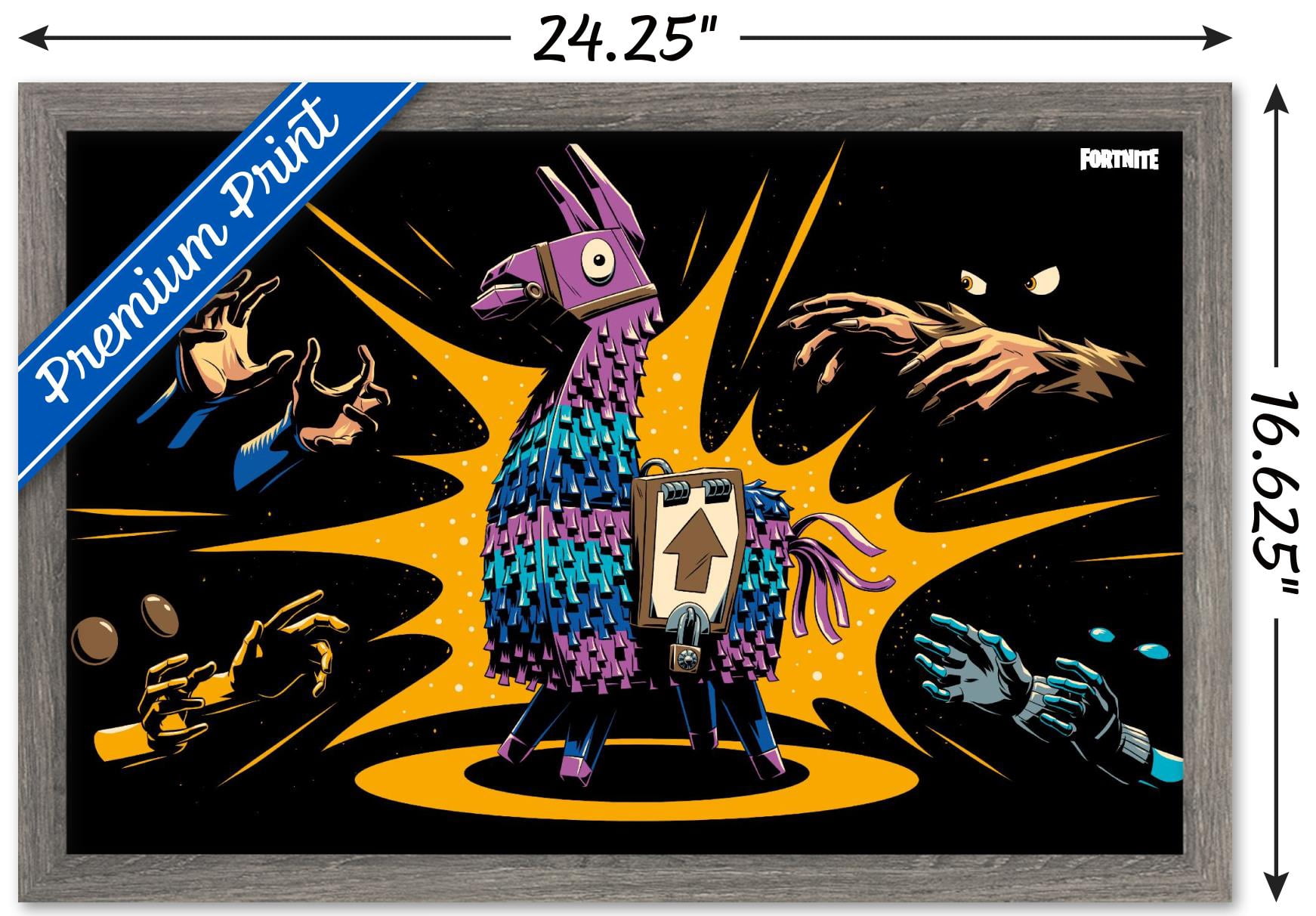 Fortnite - Loot Llama Lama Loading Screen Wall Poster, 14.725" x 22.375", Framed
