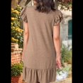 thumbnail image 4 of Vestidos de Verano para Mujer, con Volantes, Corta, Fruncido, Cuello en V, Informal, Holgado, Corte A, Minivestido Veraniego, Color Caqui, Talla XL, 4 of 7