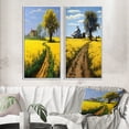 thumbnail image 1 of Designart "Countryside Spring Fields Farm Road I" Meadow Framed Wall Art Set Of 2 - Traditional Yellow Gallery Wall Frame Set For Home Decor, 1 of 6