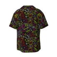 thumbnail image 6 of Lafuoo Casino Icons Pattern Men's Cuban Collar Short Sleeve Shirt, Button-Down Resort Beach Pocket Shirt-Large, 6 of 7