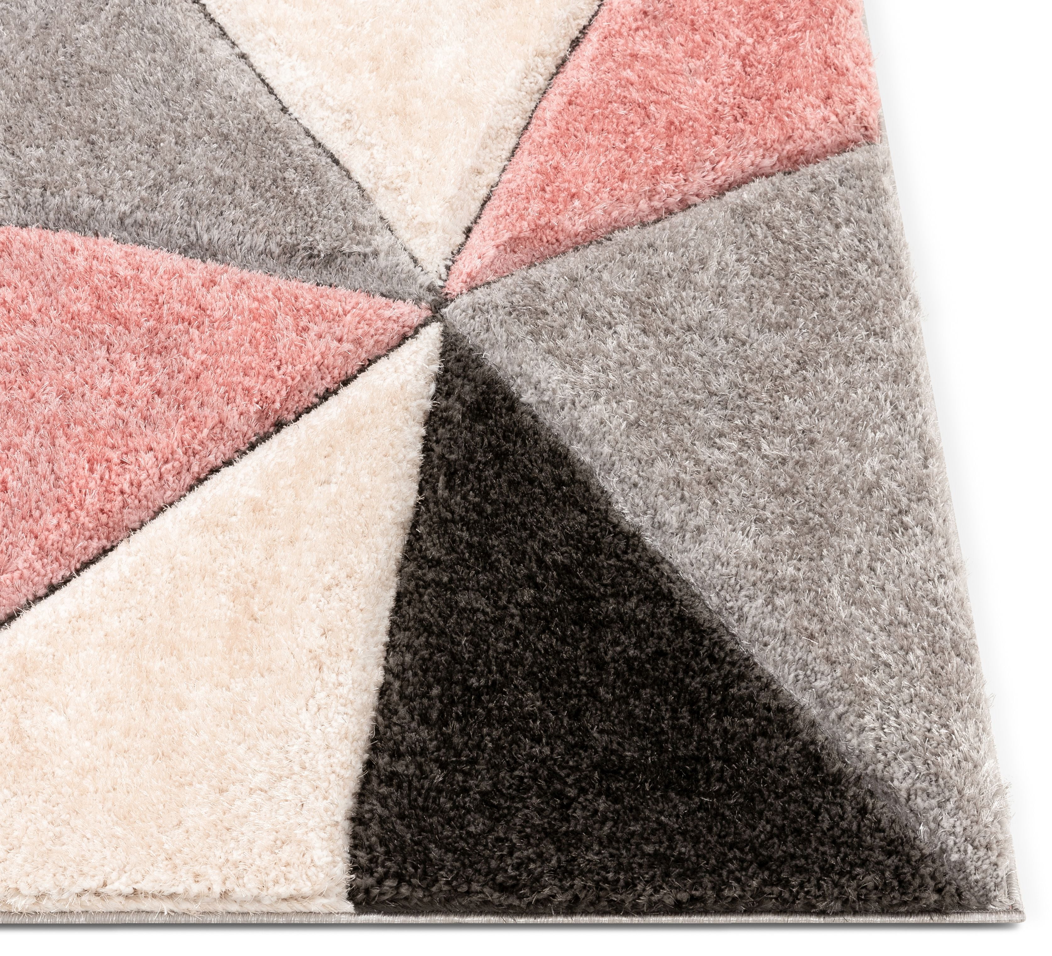 Well Woven San Francisco Venice Blush Modern Geometric Abstract 7'10" x 9'10" Shag 3D Textured Area Rug