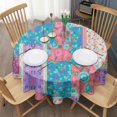 thumbnail image 3 of Multicolor Ethnic Flower Patchwork Pattern Round Tablecloth 60"x60",Wrinkle Wipeable Table Cloth for Kitchen Dining Room Picnic Patio Party, 3 of 6