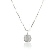 Brilliance Fine Jewelry Sterling Silver Crystal Guadalupe 2-Way-Wear Disc Pendant Necklace, 16"+2"