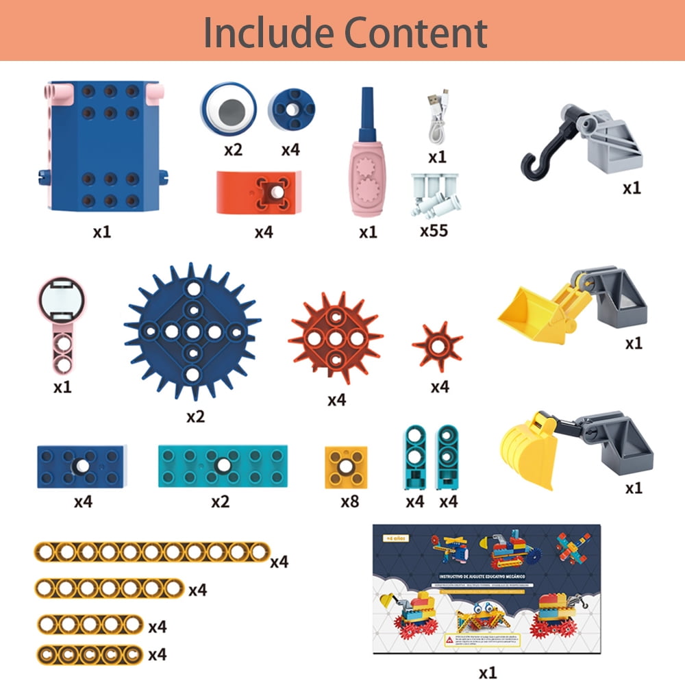 MEGICOT 116Pcs /119Pcs Electric Building Blocks Set for 6+ Year Old Children, Gear Drive Creative Engineering Construction Assembly Toys