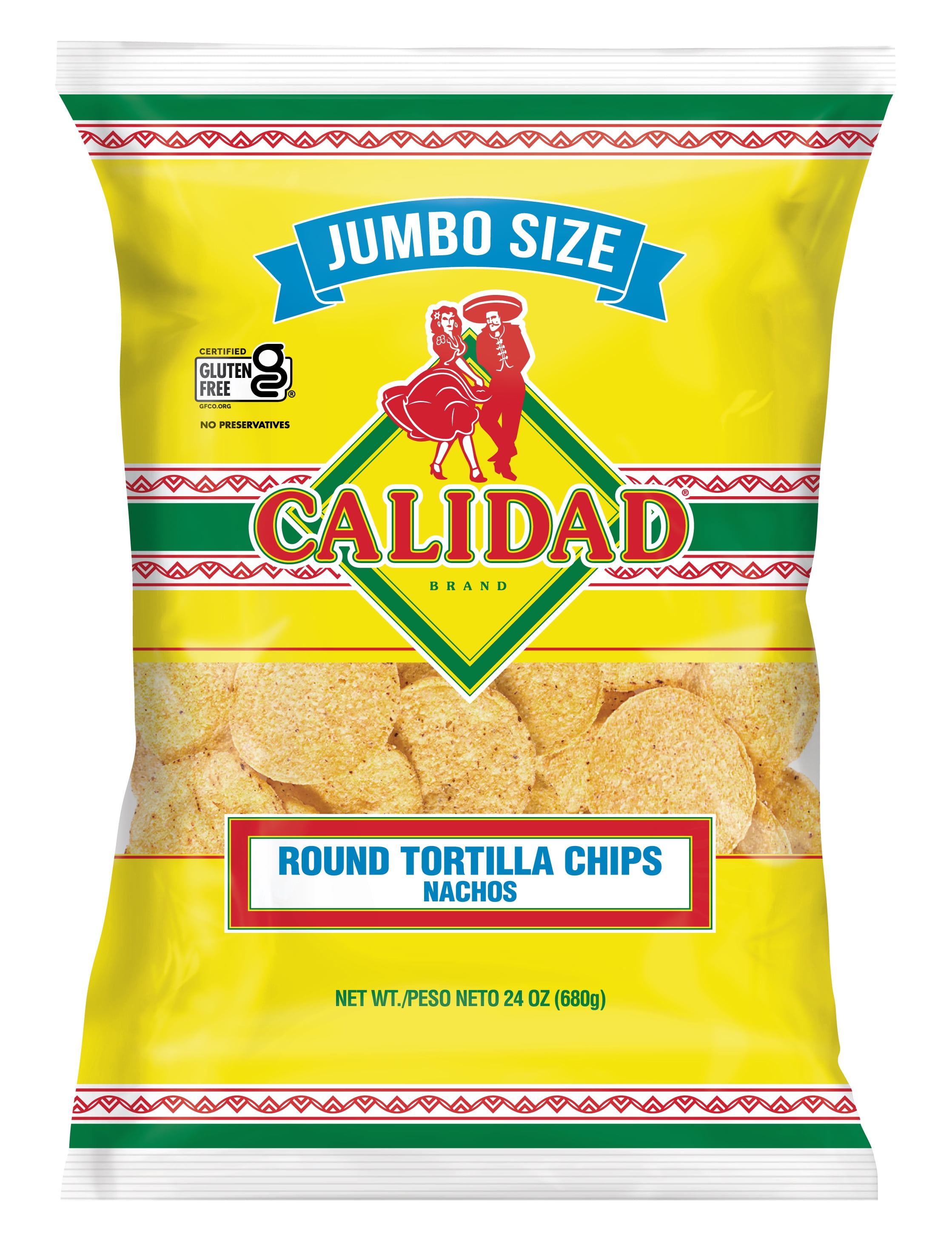 Calidad Jumbo Size GlutenFree Round Tortilla Chip Nachos, 24 oz