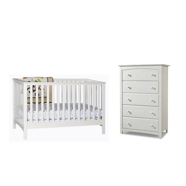 2 Piece Nursery Furniture Set With Crib And Dresser In White Walmart Com Walmart Com