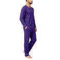 thumbnail image 4 of HAJWOH Mens Pajamas Set Long Sleeve Sleepwear Crew Neck 2 Piece Loungewear Nightshirt Top & Pants with Pockets, 4 of 5