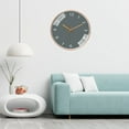 thumbnail image 3 of Reloj de pared silencioso sin tictac, decorativo, redondo, sencillo, funciona con pilas. Gris oro rosa, 3 of 7