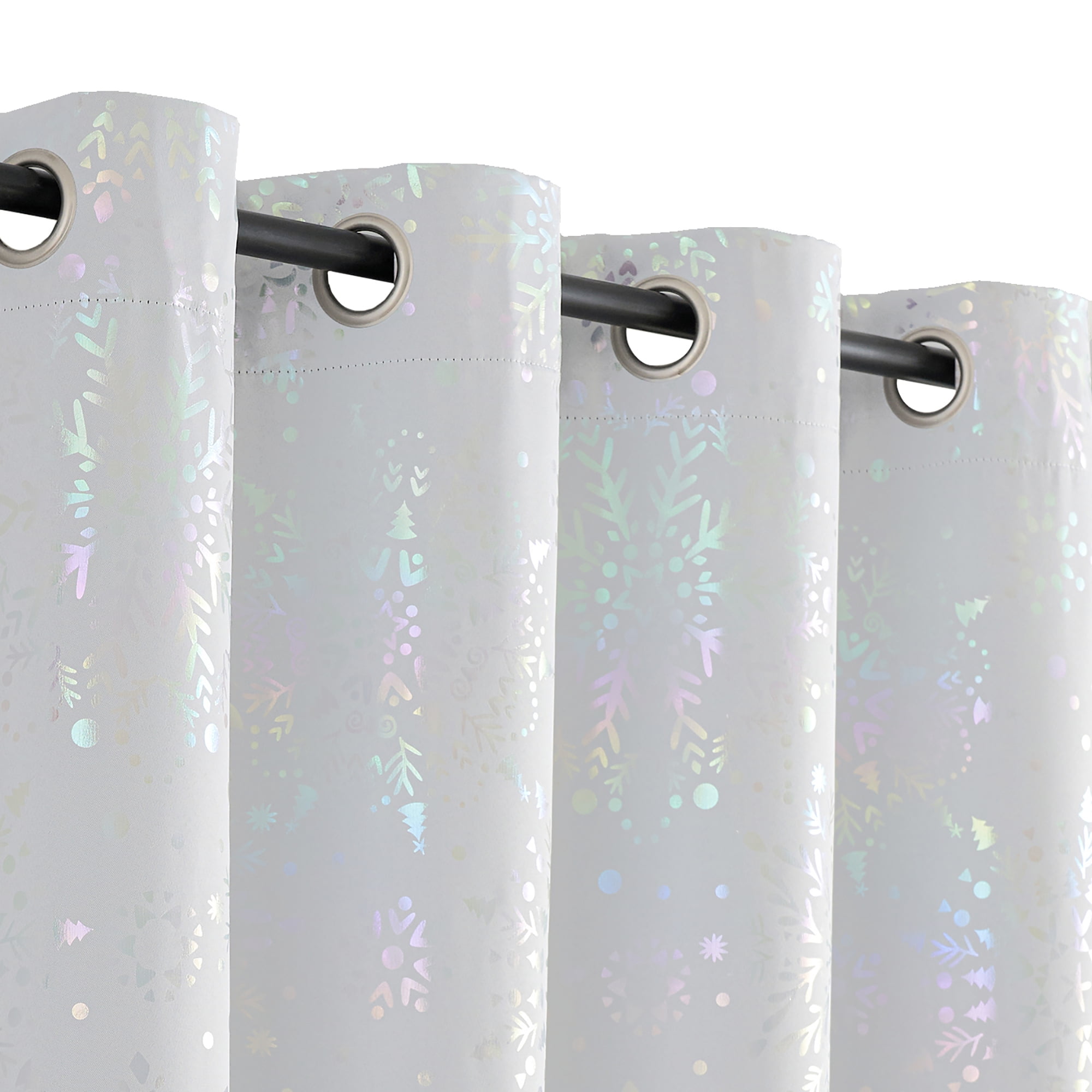 Exultantex White Blackout Window Curtain Panels Colorful Shining Classic Vintage Floral Curtains,Grommet Top,50x63,2pcs