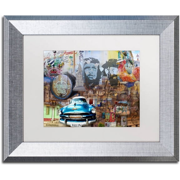 Trademark Fine Art "Havana Club II" Canvas Art by Alberto Lopez, White Matte, Silver Frame