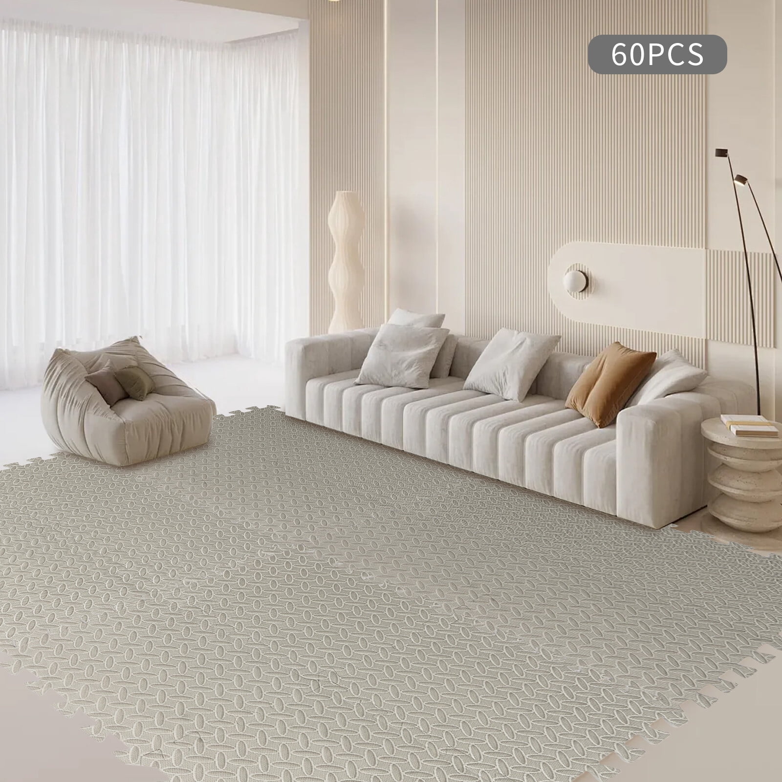 60pcs Soft Non Toxic Baby and Kids Play Mat EVA Foam Floor Interlocking Tiles Playroom Grey