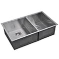 thumbnail image 4 of Water Creation 33"X20" 60/40 Double Bowl 16g SS Undermount Kitchen Sink w Strainers, 4 of 5