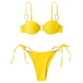 thumbnail image 4 of Daznico Women's Metal Ring Bikini Set, Underwire Push Up Top with Tie Side Bottoms,L, 4 of 4