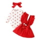 thumbnail image 1 of Gibobby Conjunto de pantalón para bebé Bebé Niñas Manga Larga Corazón Impreso Mono Volantes Tirantes Faldas Trajes(Blanco,9-12 Meses), 1 of 5