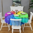 thumbnail image 2 of Rainbow Tie Dye Spiral Pattern Round Tablecloth 60"x60",Wrinkle Wipeable Table Cloth for Kitchen Dining Room Picnic Patio Party, 2 of 6