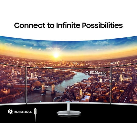Samsung - 34” ViewFinity CJ791 QHD FreeSync Thunderbolt Monitor with speakers - White/Silver