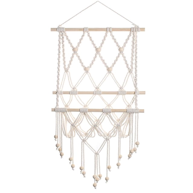 Soporte De Pared De Macramé Tejido A Mano Organizador De Pared De Estilo Bohemio Estante De Pared De Macramé Decorativo Para Sala De Estar Dormitorio Dormitorio Moyic HA020427-00