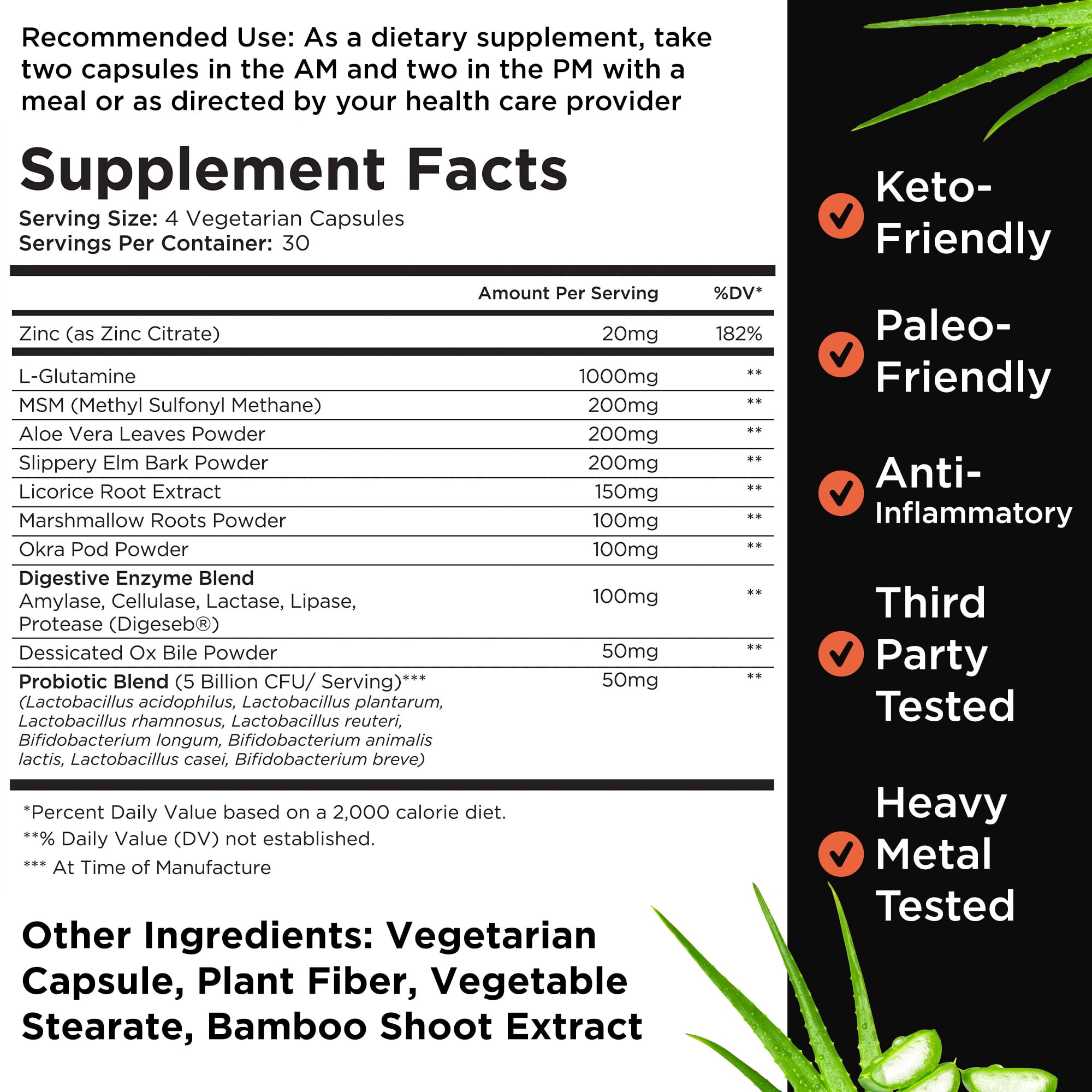 Livingood Daily Gut Cleanse Detox Supplement, 13-in-1 GI Support with L Glutamine, Aloe Vera, Digestive Enzymes, Probiotics & MSM, Vegetarian Capsules, Gluten Free, Non GMO, Allergen Free, 120 Count